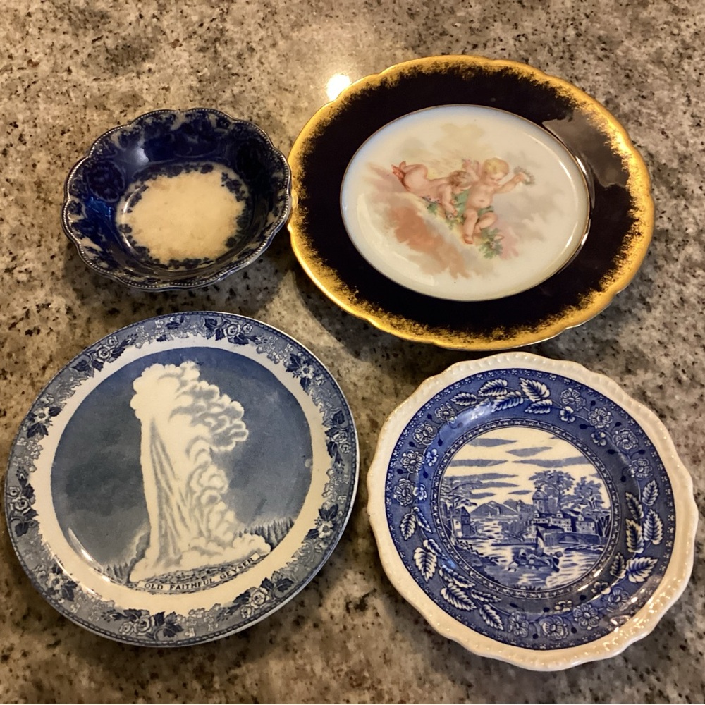 Antique Blue and Gold Dinnerware Set